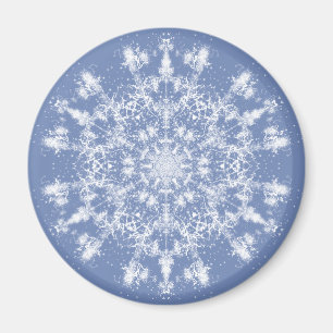 Abstrakt Lacy Fraktal Snowflake auf blauem Hinterg Magnet