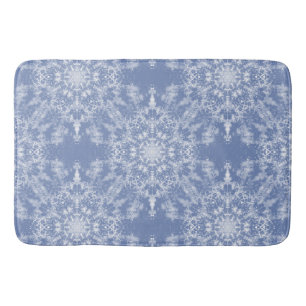 Abstrakt Lacy Fraktal Snowflake Pattern auf Blue Badematte