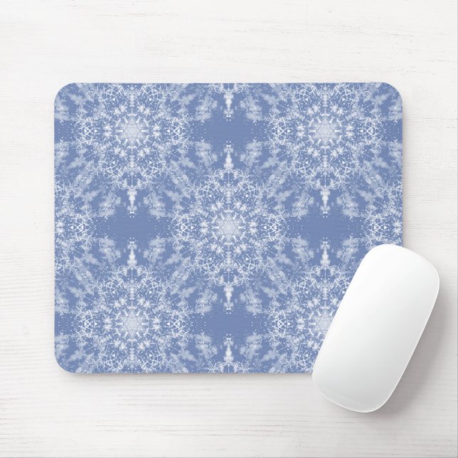 Abstrakt Lacy Fraktal Snowflake Pattern auf Blue Mousepad (Mit Mouse)