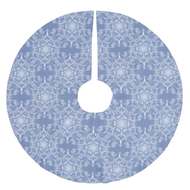 Abstrakt Lacy Fraktal Snowflake Pattern auf Blue Polyester Weihnachtsbaumdecke (Vorderseite)