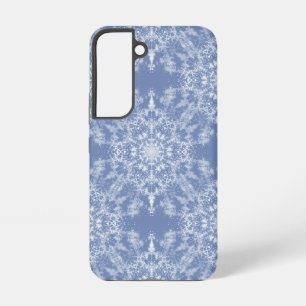 Abstrakt Lacy Fraktal Snowflake Pattern auf Blue Samsung Galaxy Hülle