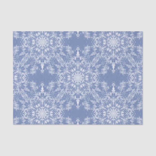 Abstrakt Lacy Fraktal Snowflake Pattern auf Blue Seidenpapier (Vorderseite)