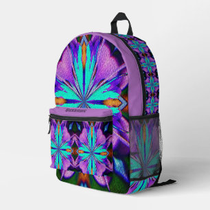 Abstrakt Lebendig Lila Türkis Personalisiert Bedruckter Rucksack
