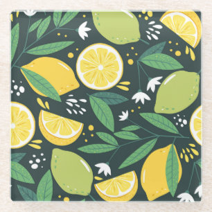 Abstrakt Lemon: Moderne Kunst nahtlos. Glasuntersetzer