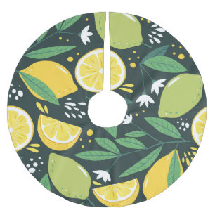 Abstrakt Lemon: Moderne Kunst nahtlos. Polyester Weihnachtsbaumdecke