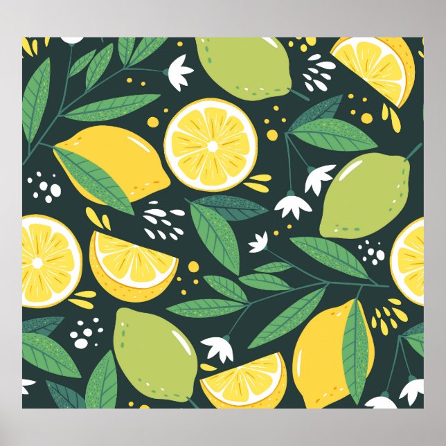 Abstrakt Lemon: Moderne Kunst nahtlos. Poster (Vorne)