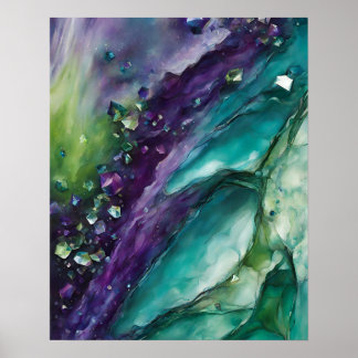 ABSTRAKT LILA AQUAMARINE GRÜNE MARKE ART POSTER