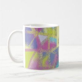 Abstrakt lila-gelbe Monogramm Kaffeetasse