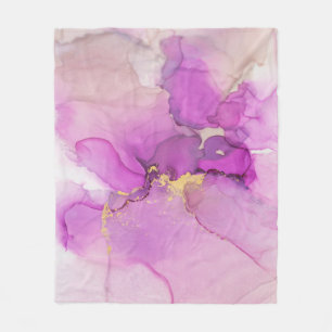 Abstrakt lila, Gold: Mischacrylfasern. Fleecedecke