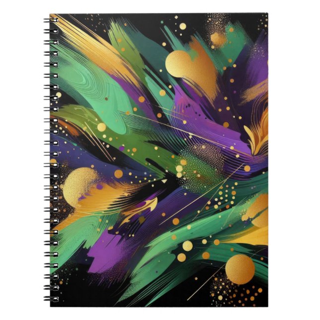 ABSTRAKT LILA GREEN GOLD MARDI GRAS SPLASHES NOTIZBLOCK (Vorderseite)