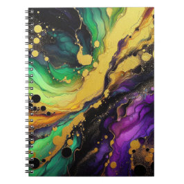 ABSTRAKT LILA GREEN GOLD MARDI GRAS SPLASHES NOTIZBLOCK