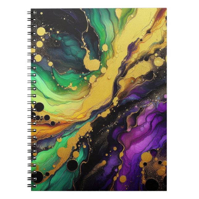 ABSTRAKT LILA GREEN GOLD MARDI GRAS SPLASHES NOTIZBLOCK (Vorderseite)