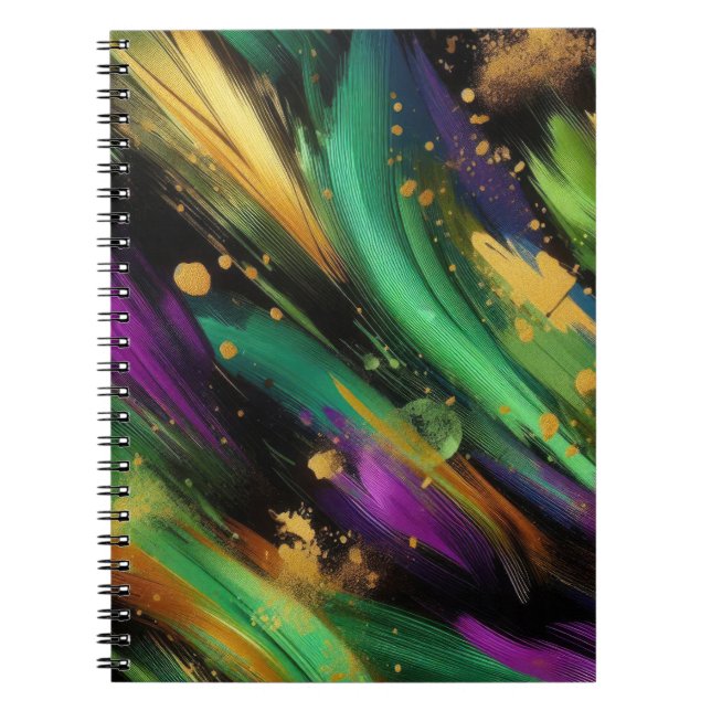 ABSTRAKT LILA GREEN GOLD MARDI GRAS SPLASHES NOTIZBLOCK (Vorderseite)