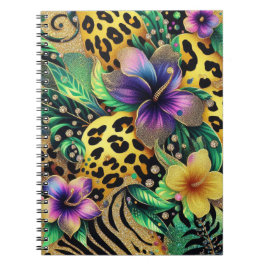 ABSTRAKT LILA GREEN GOLD MARDI GRAS SPLASHES NOTIZBLOCK