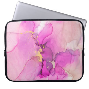 Abstrakt lila, lila, rosa, goldfarbener Hintergrun Laptopschutzhülle