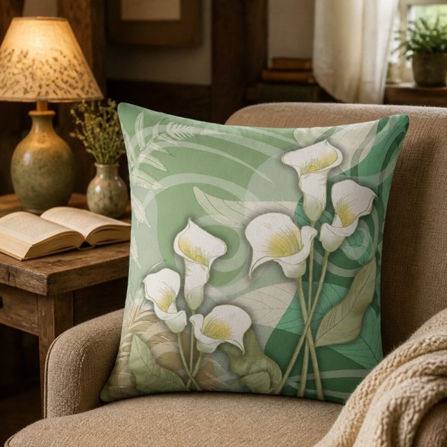 Abstrakt Lilies Throw Kissen (Von Creator hochgeladen)