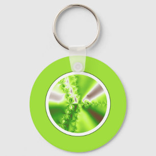 Abstrakt Lime Green Fraktal Schlüsselanhänger