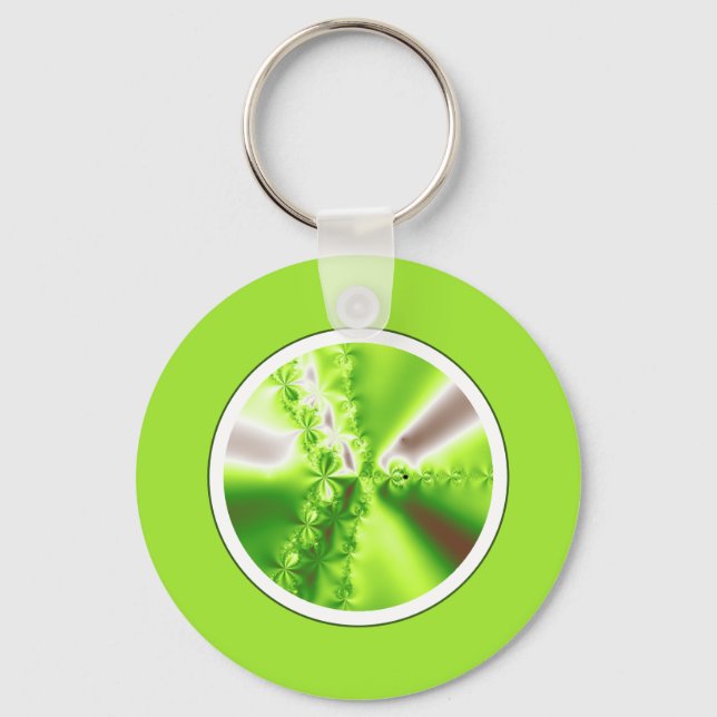 Abstrakt Lime Green Fraktal Schlüsselanhänger (Vorderseite)