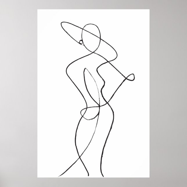 Abstrakt Line Art Woman Poster (Vorne)