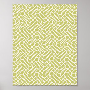 Abstrakt Line Pattern Lime Green Poster