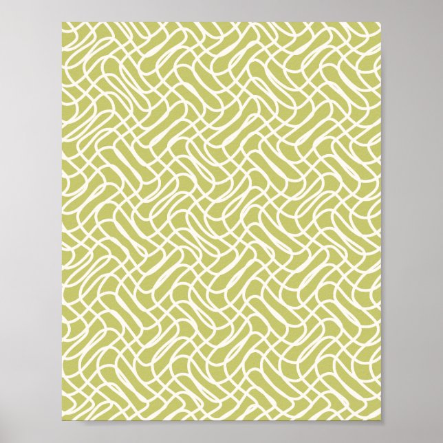 Abstrakt Line Pattern Lime Green Poster (Vorne)