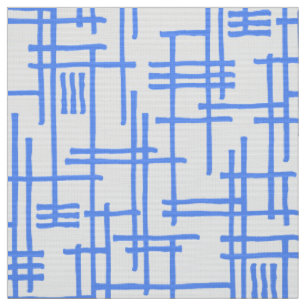 Abstrakt Lines 120923 - Baby Blue on White Stoff