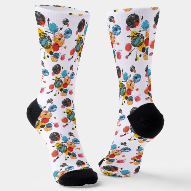 Abstrakt - Linien, Quadrate, Kreise Socken (Gewinkelt)