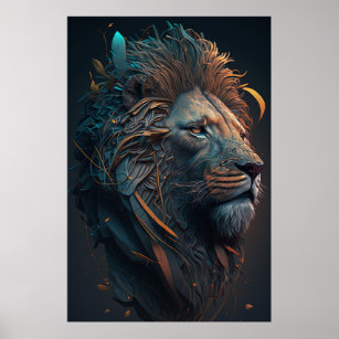 Abstrakt Lion Wall Art Poster