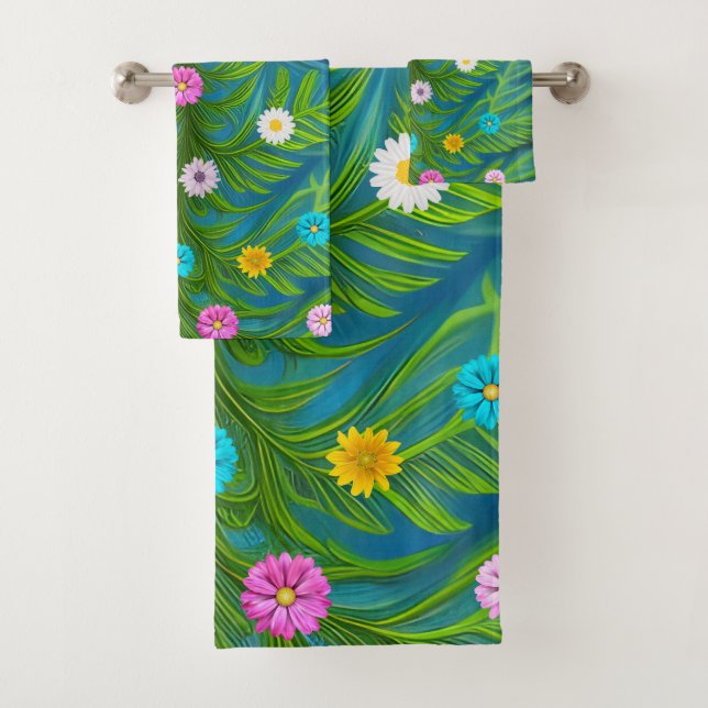 Abstrakt Little Daisy Garden Badhandtuch Set (Insitu)