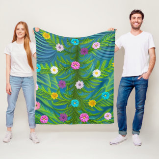 Abstrakt Little Daisy Garden Fleecedecke
