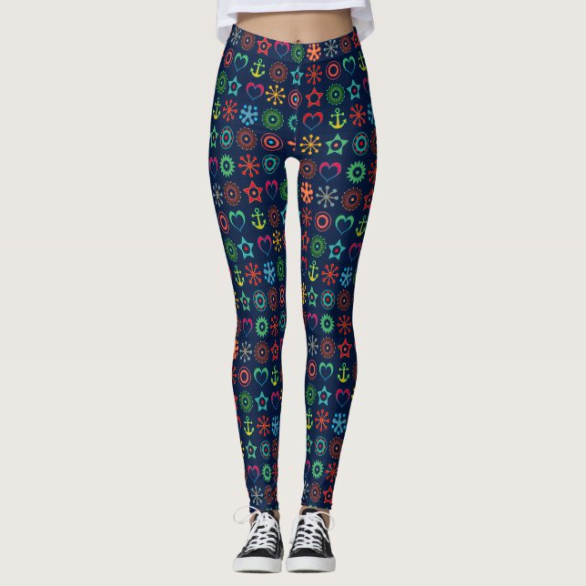 Abstrakt, lustig, Formen, Retro Leggings (Vorderseite)