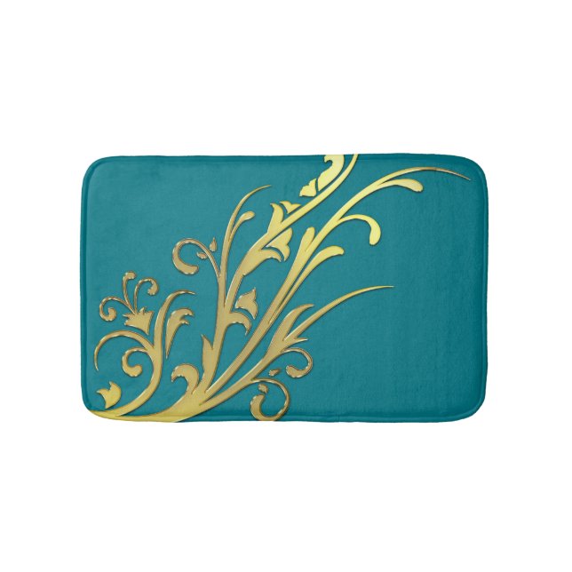 Abstrakt Luxus Imitate Gold Blume Badematte (Vorderseite)