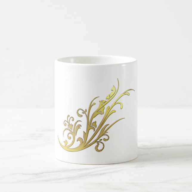Abstrakt Luxus Imitate Gold Blume Kaffeetasse (Mittel)
