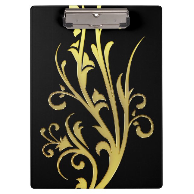 Abstrakt Luxus Imitate Gold Blume Klemmbrett (Vorderseite)