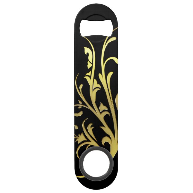 Abstrakt Luxus Imitate Gold Blume Speedflaschenöffner (Vorderseite)