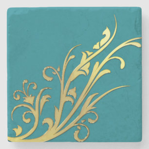 Abstrakt Luxus Imitate Gold Blume Steinuntersetzer
