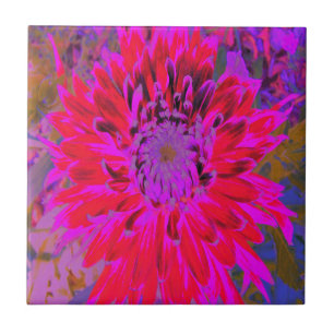Abstrakt Magenta, Lila und Red Dahlia Blume Fliese