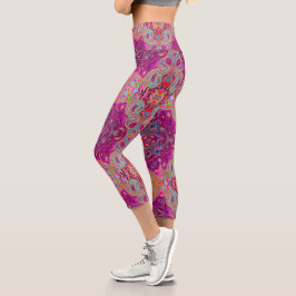 Abstrakt Magenta Pink, Blau und Rot Groovtern Must Capri Leggings