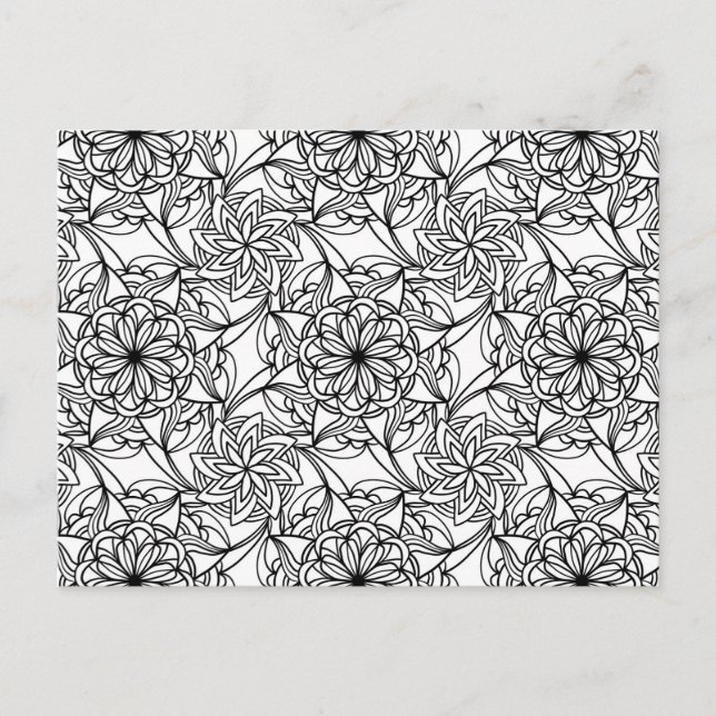 Abstrakt Mandala Adult Coloring Postcard #2 Postkarte (Vorderseite)
