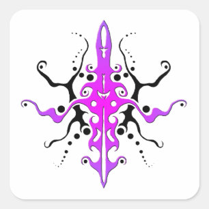 Abstrakt Mask Stamm Tattoo Design - Rosa Quadratischer Aufkleber