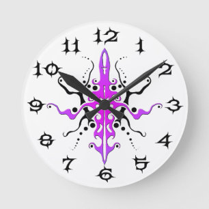 Abstrakt Mask Stamm Tattoo Design - Rosa Runde Wanduhr