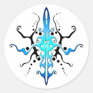 Abstrakt Mask Tribal Tattoo Design - blau Runder Aufkleber