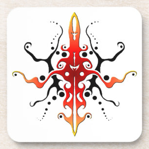 Abstrakt Mask Tribal Tattoo Design - rot Untersetzer
