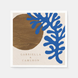 Abstrakt Matisse Blue Brown Individuelle Name Wedd Serviette