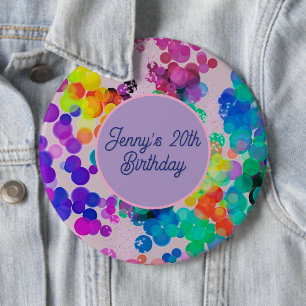 Abstrakt Mehrfarbiges Happy Birthday Bokeh Button