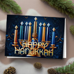 Abstrakt Menorah Happy Hanukkah Feiertagskarte<br><div class="desc">Unterkunft thematisch von Umua entworfen. Gedruckt und ausgeliefert von Zazzle oder ihren Partnern.</div>
