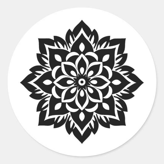 Abstrakt Minimalistische Mandala-Silhouette Runder Aufkleber (Vorderseite)