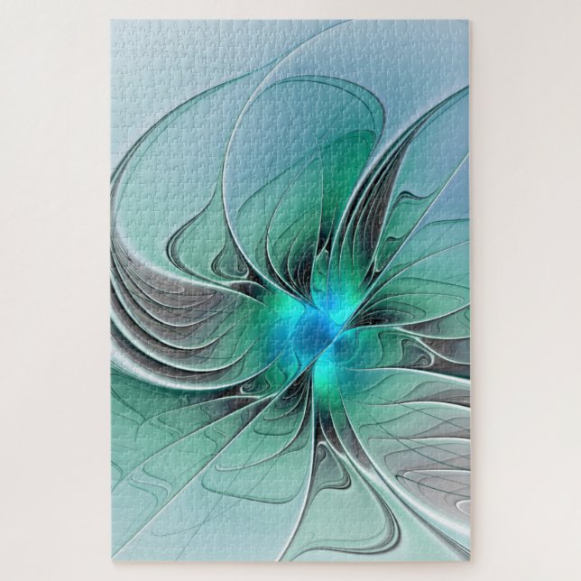Abstrakt mit Blau, moderne fraktale Kunst (Vertikal)