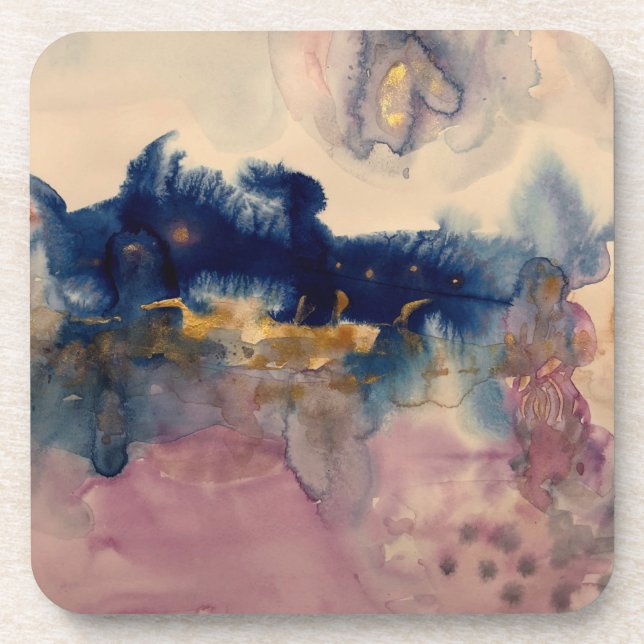 abstrakt mit blauem und rosa Kissen Getränkeuntersetzer (Vorderseite)