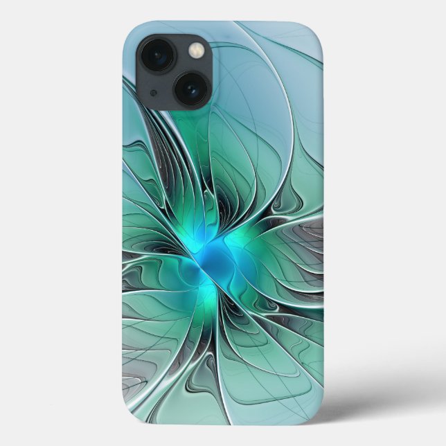 Abstrakt mit blauer, moderner Kunst des Fraktals Case-Mate iPhone Hülle (Rückseite)